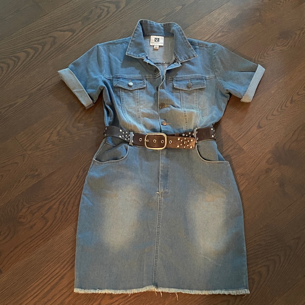Denim Shirt Dress with Belt